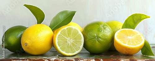 White with lime and lemon, Generative AI photo