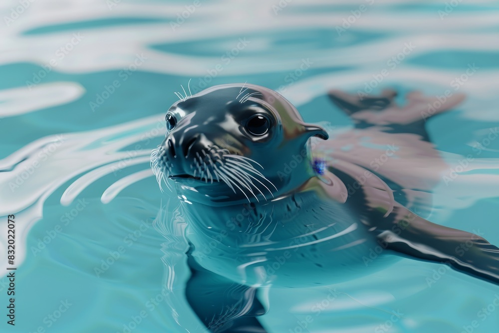 Fototapeta premium A seal is swimming in the water