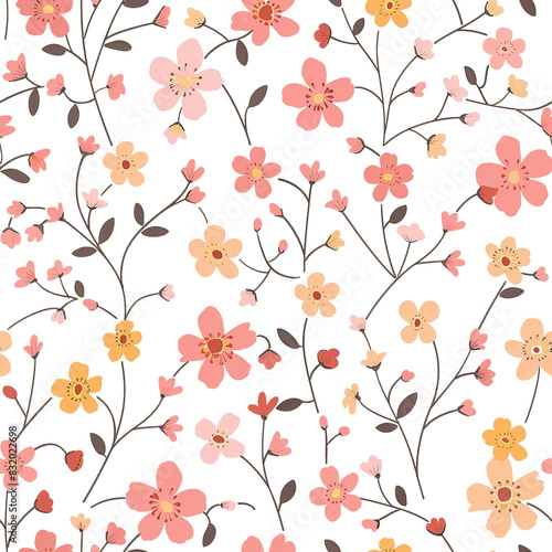 Flowers pattern on white or transparent background.