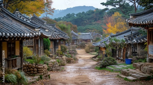 The Hahoe Folk Village in Andong South Korea a well-preserved village offering a glimpse into the Joseon Dynastys way of life and traditional Korean culture photo