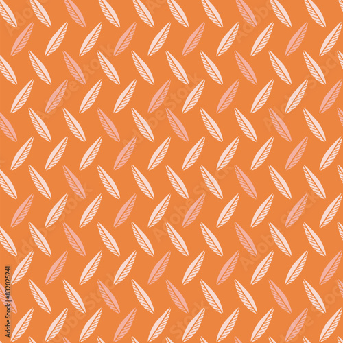 Orange Leaves seamless pattern
