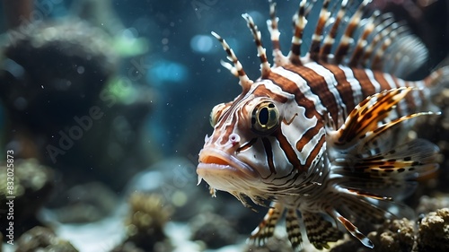 Close-Up of a lionFish underwater in an Aquarium photo