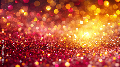Slow Motion Glitter Texture and Sparkles in Pink  Yellow  and Red on an Abstract Background