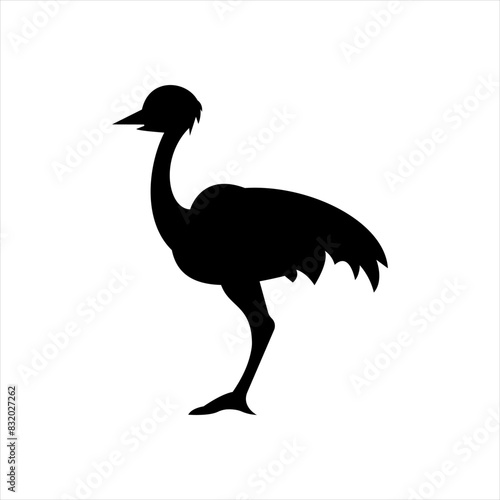 Ostrich silhouette solid icon vector. An ostrich icon. Hunting concept. Game meat sign on white background. Ostrich meat badge. Hunting illustration. Hunt logo.