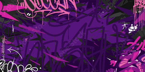 Trendy Abstract Hip Hop Urban Street Art Graffiti Style Vector Illustration Background Template