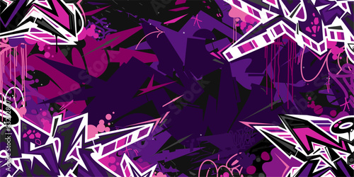 Trendy Abstract Hip Hop Urban Street Art Graffiti Style Vector Illustration Background Template