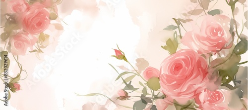 A soft pink background adorned with delicate roses, perfect for a romantic card or a spring wedding invitation.