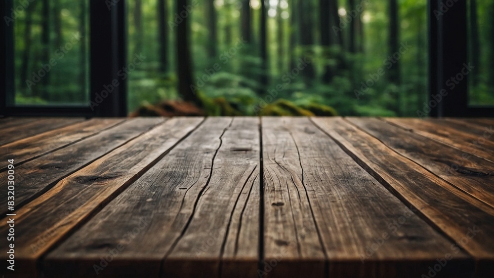Empty wooden table for mockups. Outdoor exposition exhibit platform. Unoccupied wooden table in park forest, perfect for nature themed presentations. Empty wooden table for mockups. Outdoor exposition exhibit platform. Unoccupied wooden table in park forest, perfect for nature themed presentations.