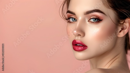 Professional Makeup Mastery Models Captivating Gaze Adorned with Decorative Cosmetics