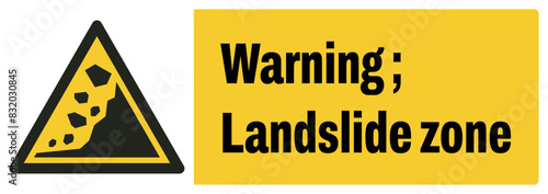 ISO warning safety signs_warning ; landslide zone landscape size 1/2 a4,a3,a2,a1