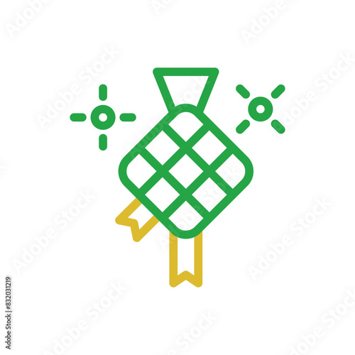 Ketupat element duocolor orange green ramadan illustration photo