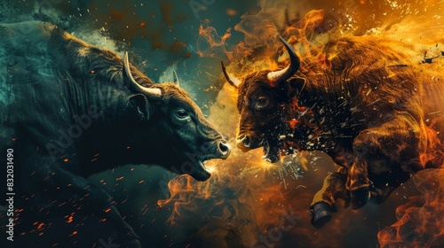 A mesmerizing dance between bulls and bears as the market moves in unpredictable patterns.