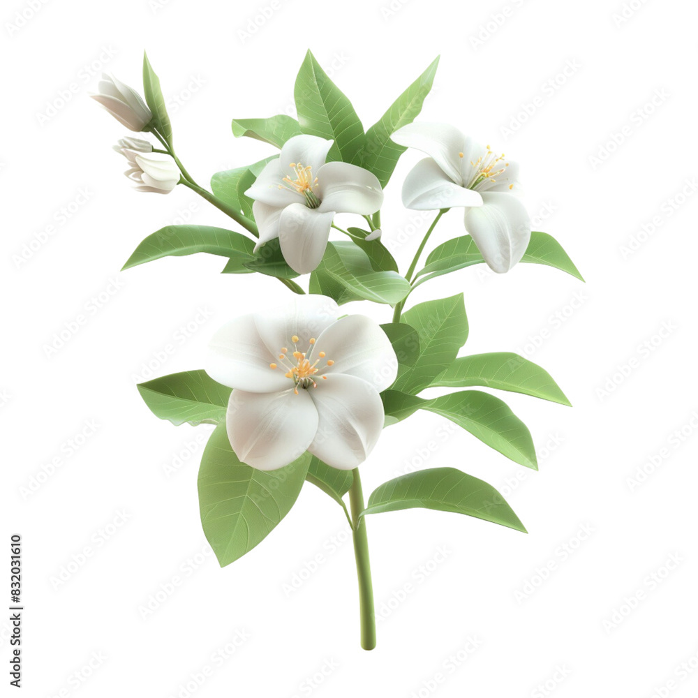 Jasmine flower isolated 3D on white background Jasmine flower isolated 3D on white background