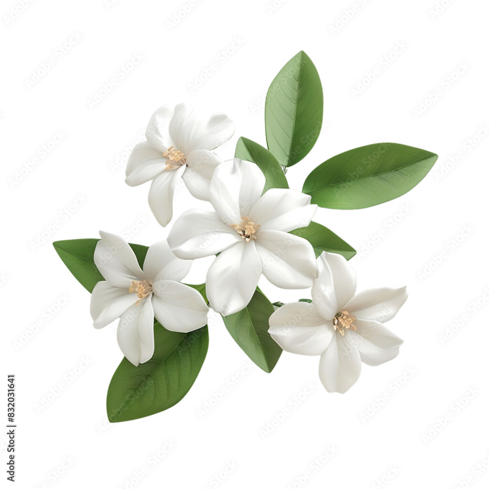 Jasmine flower isolated 3D on white background Jasmine flower isolated 3D on white background