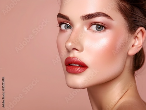 Professional Makeup Mastery A Models Flawless Advertising Banner for Decorative Cosmetics