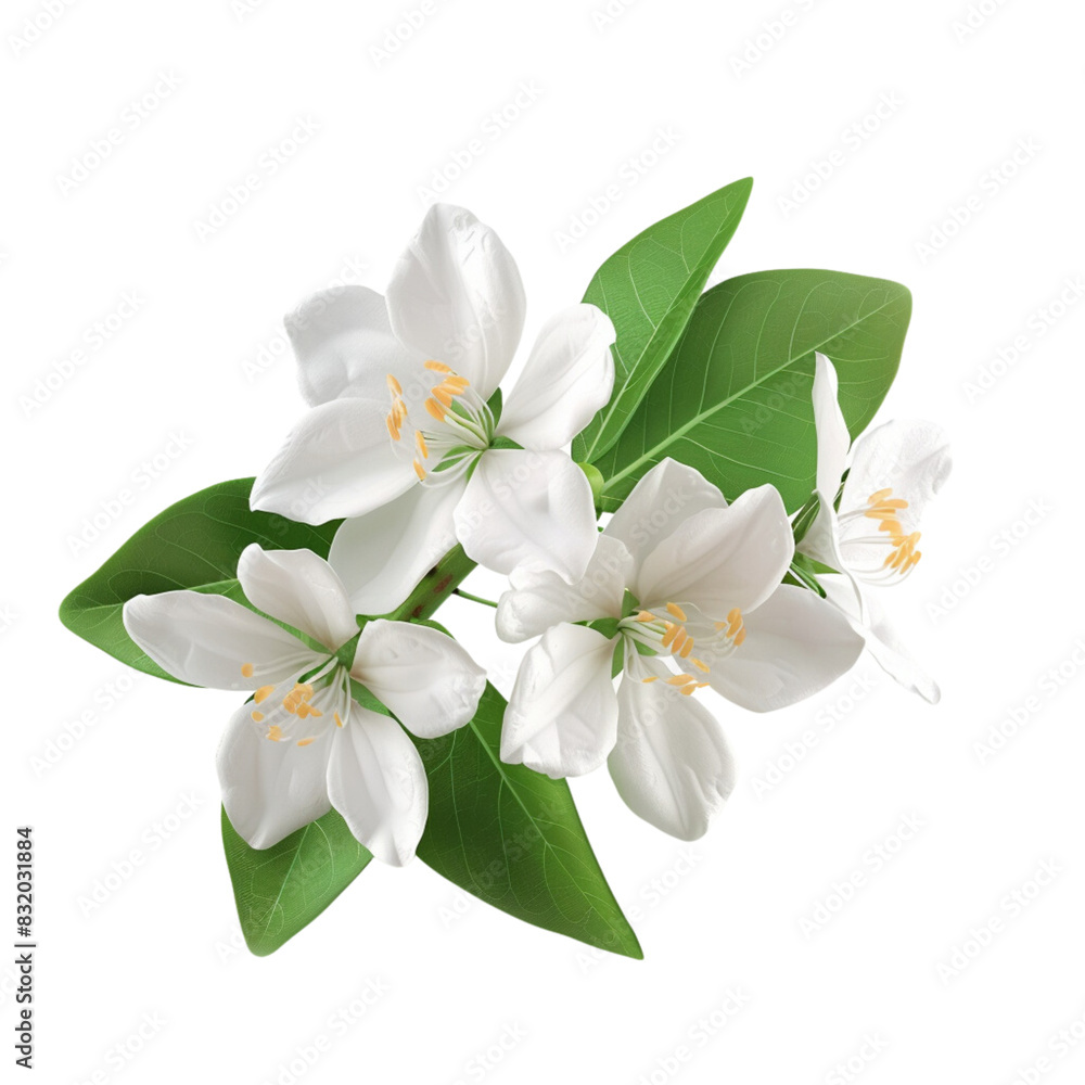 Jasmine flower isolated 3D on white background Jasmine flower isolated 3D on white background
