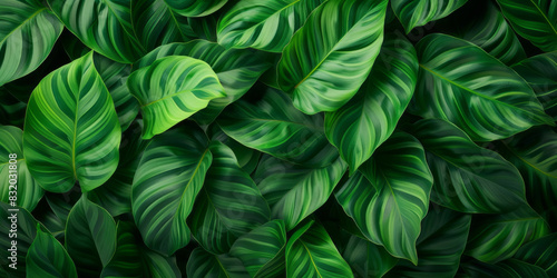 Tropical Calathea green leaves background