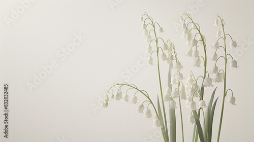 A group of delicate lilyofthevalley flowers with  photo