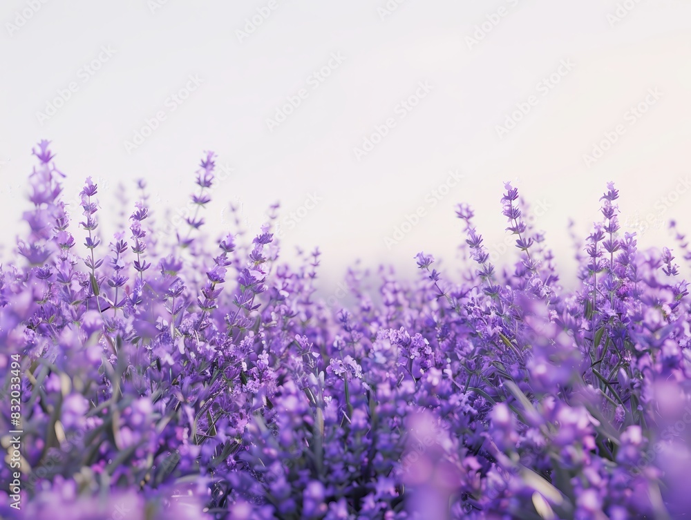 Naklejka premium A vast purple flower field in Provence blooms under the summer sun