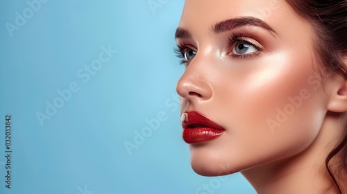 Professional Makeup Mastery A Models Flawless Visage Advertising Decorative Cosmetics photo
