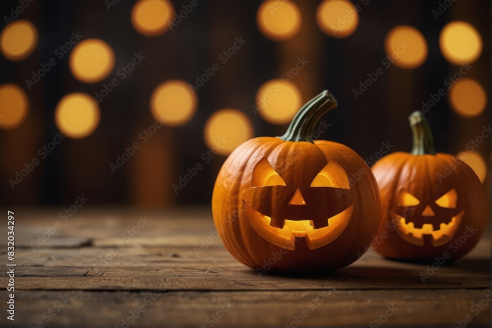 Halloween pumpkin background of bokeh lights, background, copy space. Halloween pumpkin background of bokeh lights, background, copy space.