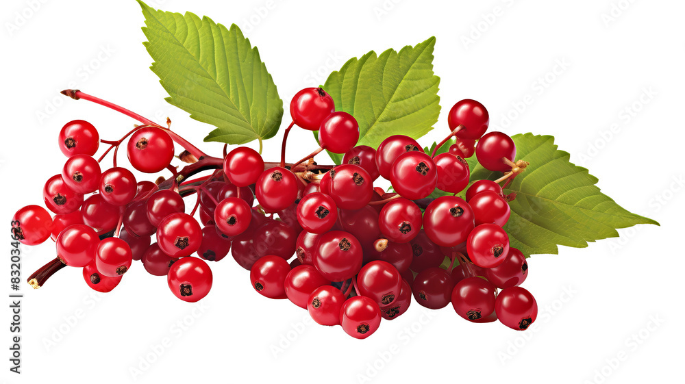 Vibrant red cranberry cluster with green leaves, isolated on white background, showcasing fresh, juicy, and ripe berries in vivid detail. Vibrant red cranberry cluster with green leaves, isolated on white background, showcasing fresh, juicy, and ripe berries in vivid detail.