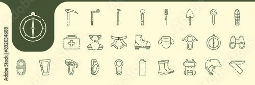 climber lines icon set vector design