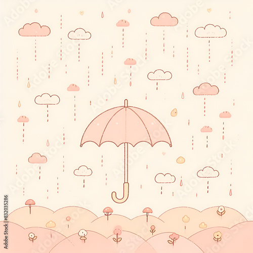 Wallpaper Mural rainy day umbrella.Generative AI Torontodigital.ca