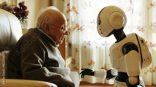 老人ホームで介護を行うロボット
Robots providing care in nursing homes. photo