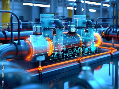 Illustration of Utilizing connected sensors and devices to collect and analyze data from industrial equipment and processes. Ai Generate.
