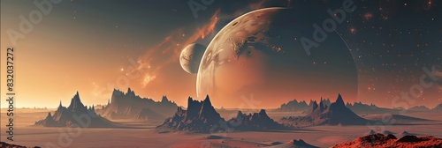 landscape illustration planet mars