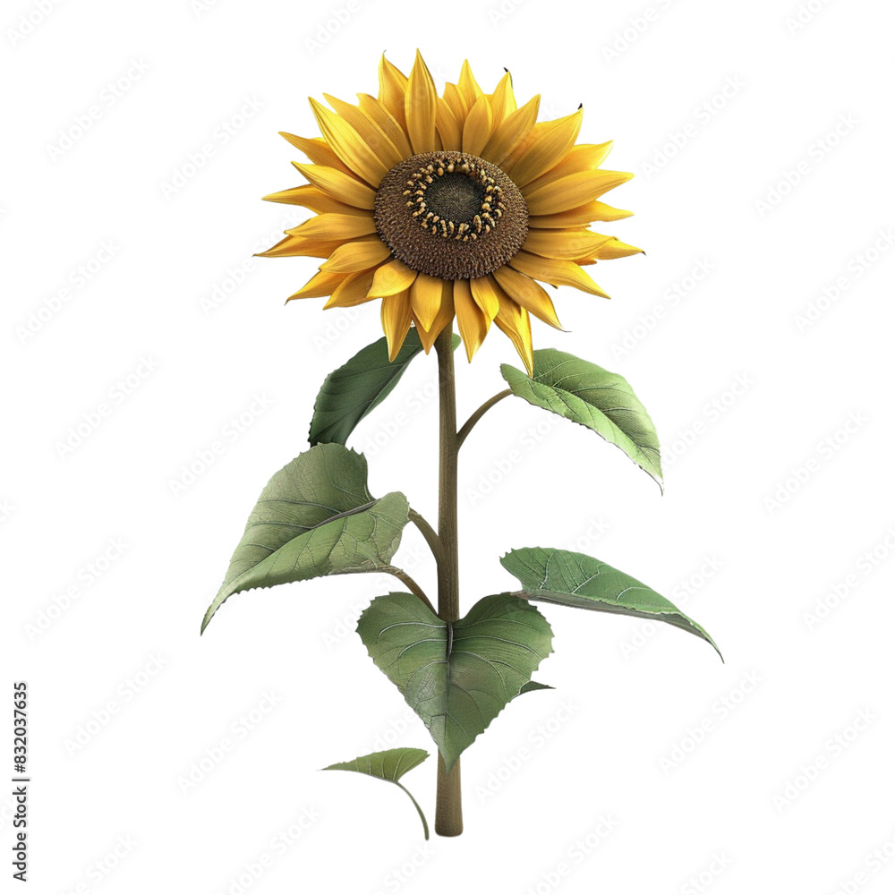 Fototapeta premium Sunflower isolated 3D on white background