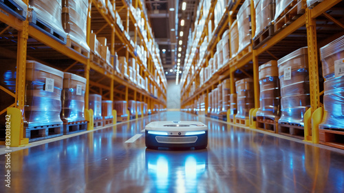 物流倉庫で自律移動するロボット
Robots moving autonomously in logistics warehouses. photo