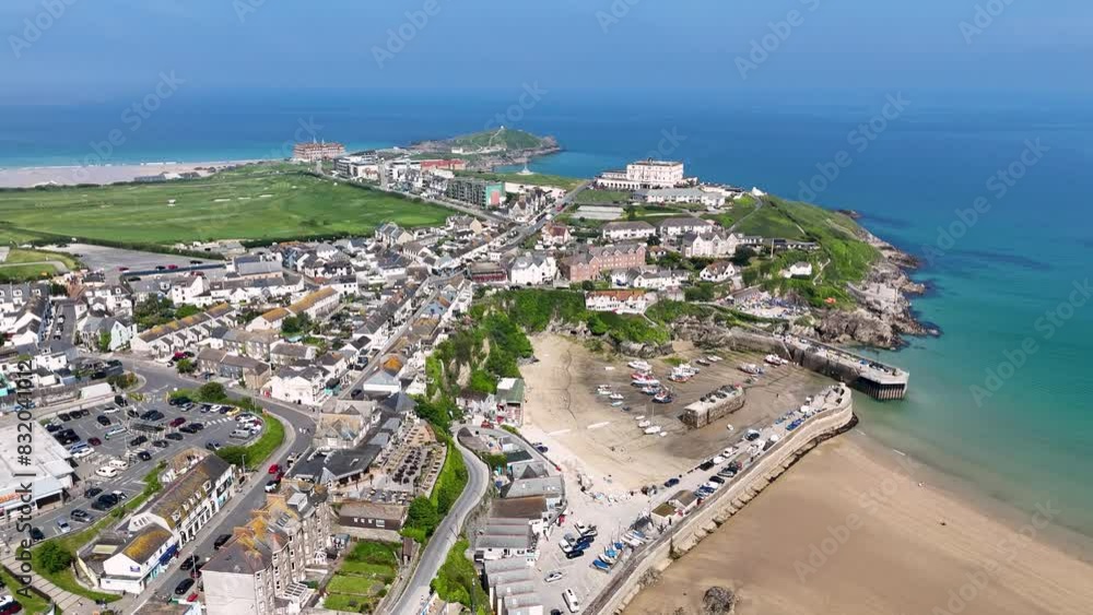Aerial view over Newquay Harbour in Cornwall Aerial view over Newquay Harbour in Cornwall