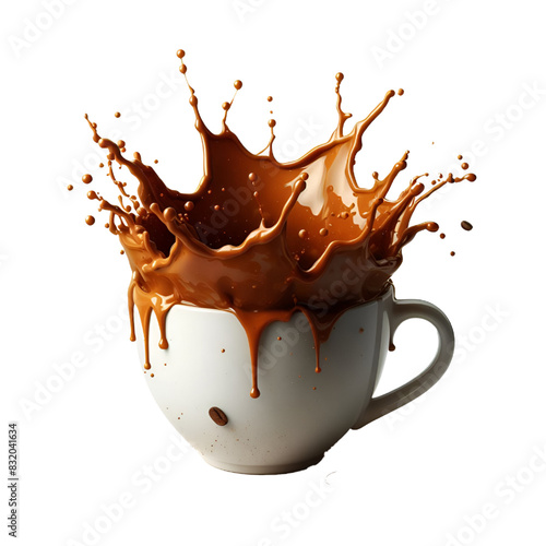 cup of tea or coffee with splash  isolated on a white background