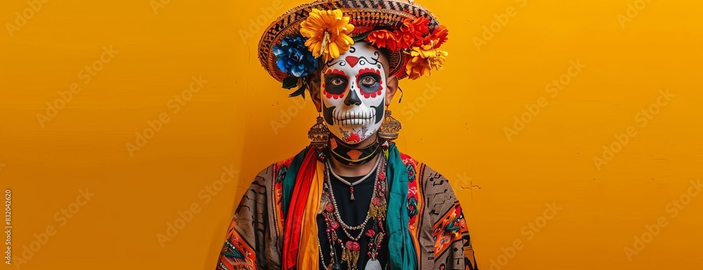 custom made wallpaper toronto digitalPerson with sugar skull makeup and traditional Mexican attire.
