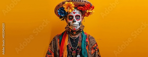Wallpaper Mural Person with sugar skull makeup and traditional Mexican attire. Torontodigital.ca