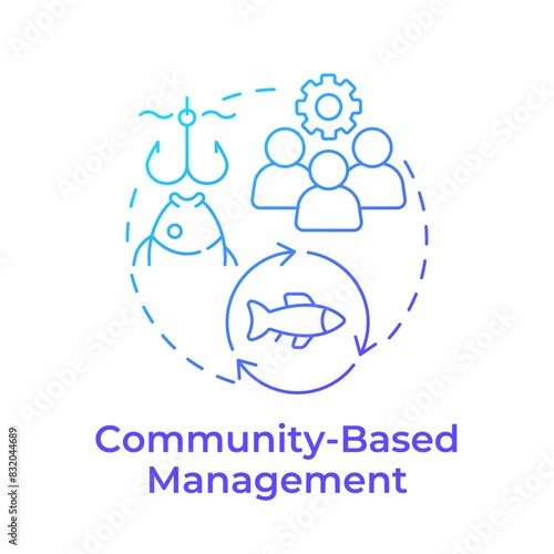 Community-based management blue gradient concept icon. Social organization, fisheries control. Round shape line illustration. Abstract idea. Graphic design. Easy to use in infographic, presentation