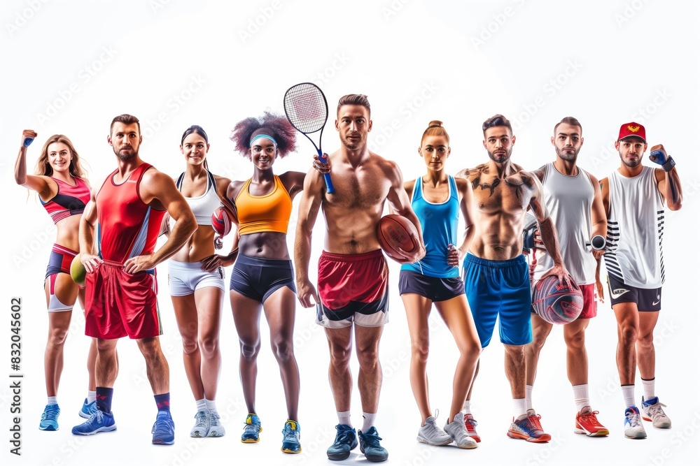 Obraz premium Collage of Sports: Tennis, Running, Badminton, Soccer, Basketball, Volleyball