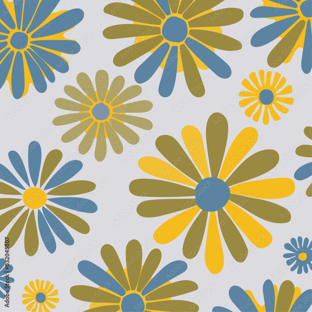 手描きの花のパターンイラスト 手描きの花のパターンイラスト