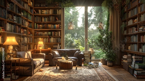 a cozy reading nook with soft lighting and comfortable furniture  peaceful and inviting