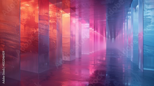 a digital art installation combining 2D and 3D elements to create an immersive experience  modern and captivating