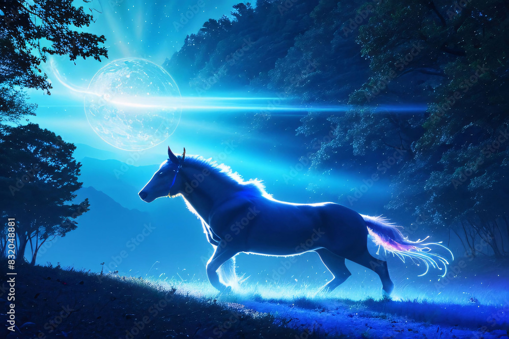 Black silhouette illustration of a wild stallion, one of many majestic horses that roam free in nature, from farm fields to mountain skies Black silhouette illustration of a wild stallion, one of many majestic horses that roam free in nature, from farm fields to mountain skies