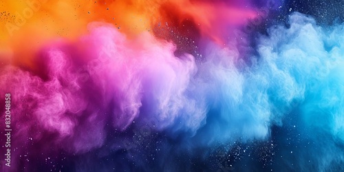 Abstract colored background showcasing a white powder explosion at the Holi festival, Generative AI photo