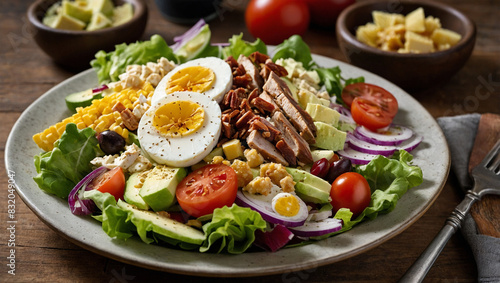 Image of delicious Cobb salad on the table 6