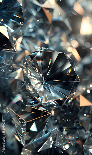 close up texture or Shards of diamond on a light background