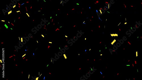 Colorful Paper Shoot, Colorful isolated confetti falling explosion particles blast animation overlay on Alpha Channel Background photo