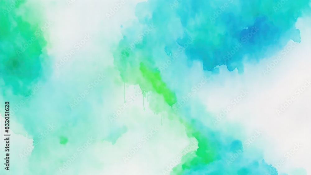 Abstract watercolor paint background by Cyan color blue and green with liquid fluid texture for background