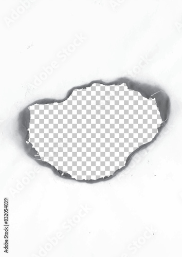 burned hole on a transparent background, circle, Realistic, burning, paper, texture,