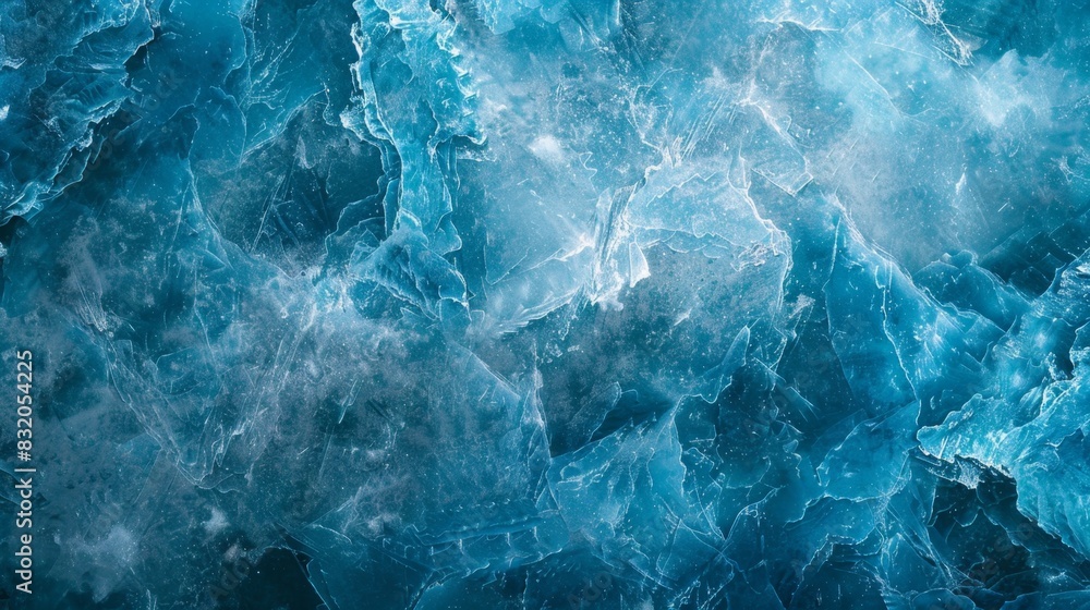 Obraz premium Beautiful original wide background image with blue toned surface and ice or stone texture, suitable for design or creative work. Artificial intelligence generation, high-end sense, 4k high-definition